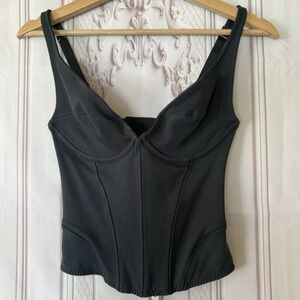 Skims Cotton Shapewear Corset Soot Black Size XS NWT
